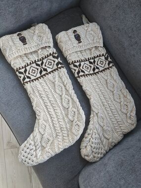 Ralph Lauren Crescentwood Fair Isle cotton Christmas stockings Pair